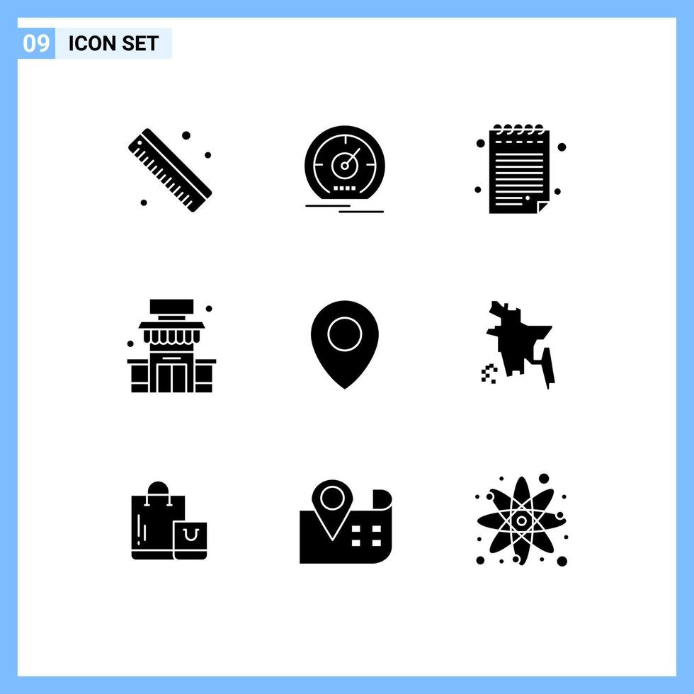 9 iconos creativos signos y símbolos modernos de bangladesh mapa nota ubicación tienda elementos de diseño vectorial editables vector