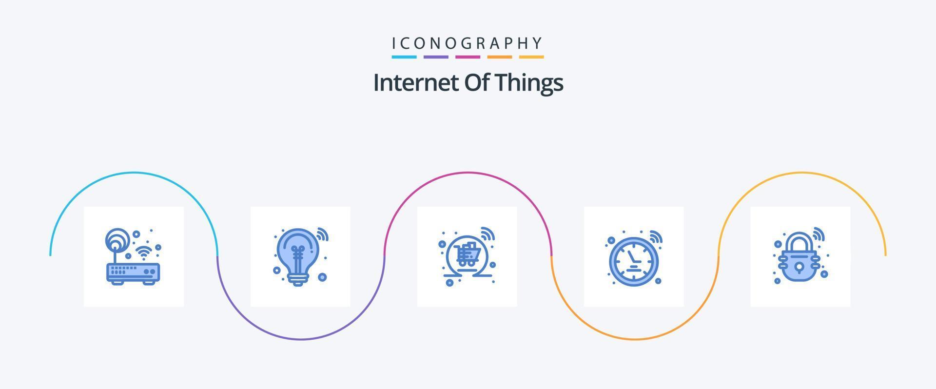 Internet Of Things Blue 5 Icon Pack Including house. smart watch. smart solution. signal. shopping vector