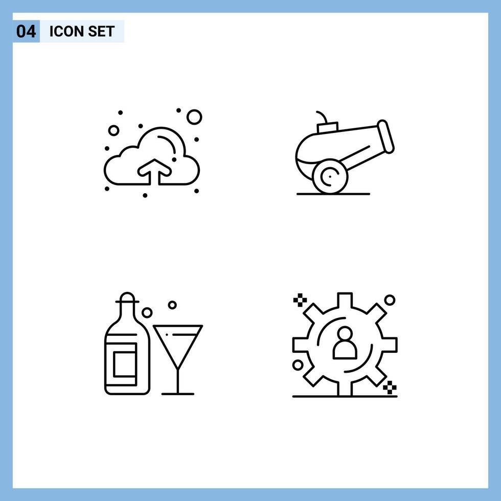 4 Creative Icons Modern Signs and Symbols of cloud big data development canon drink data management Editable Vector Design Elements