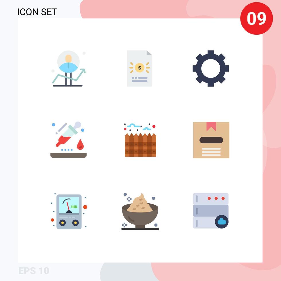 Flat Color Pack of 9 Universal Symbols of science dropper file drop set Editable Vector Design Elements