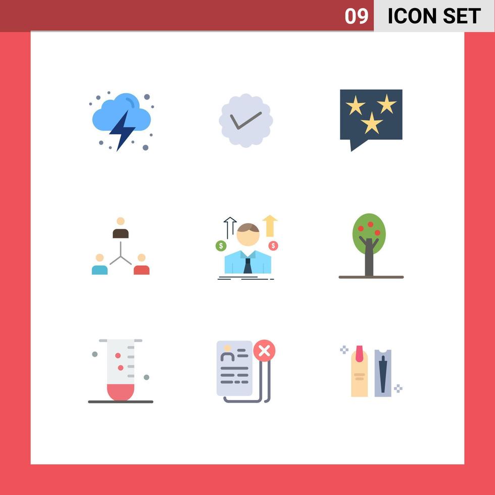 Stock Vector Icon Pack of 9 Line Signs and Symbols for group company twitter structure rate Editable Vector Design Elements