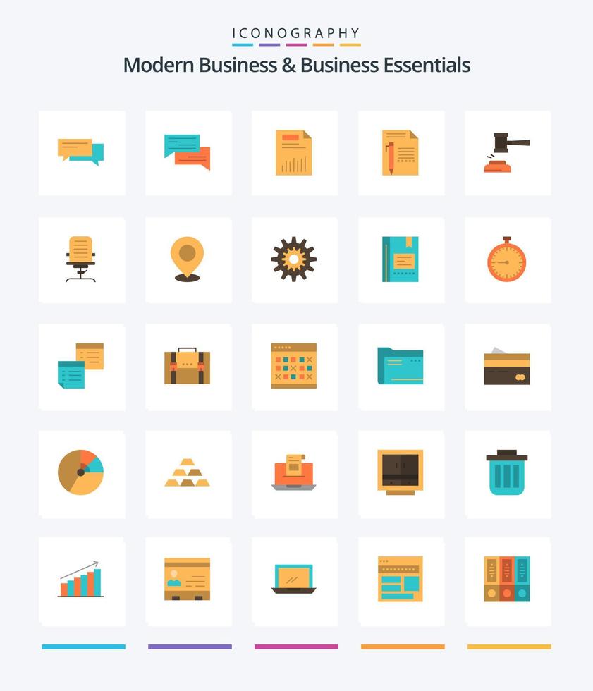 Creative Modern Business And Business Essentials 25 Flat icon pack  Such As paper. edit. business. document. paper vector