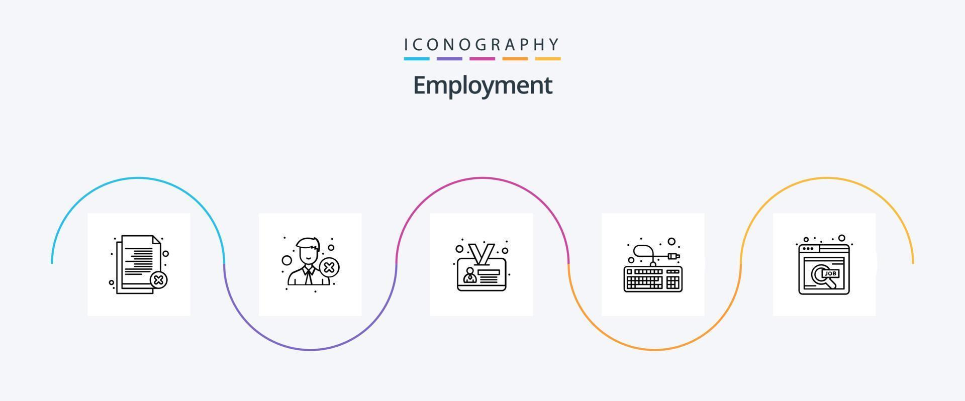 Employment Line 5 Icon Pack Including . online job. computer. search. find vector