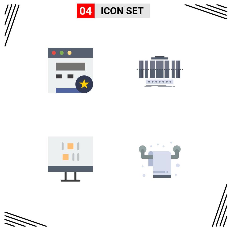 Set of 4 Modern UI Icons Symbols Signs for bookmark data turbine wind housekeeping Editable Vector Design Elements