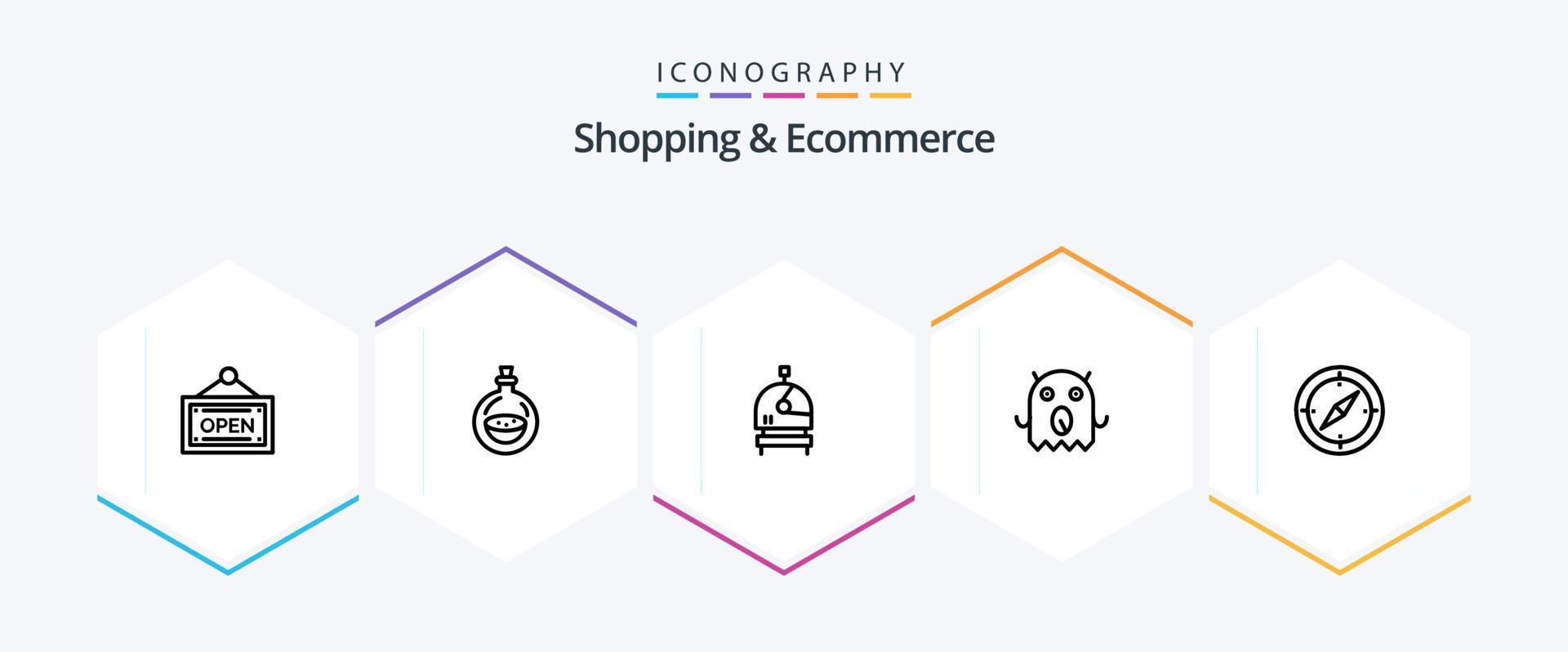 Shopping And Ecommerce 25 Line icon pack including . compass. helmet. direction. space vector