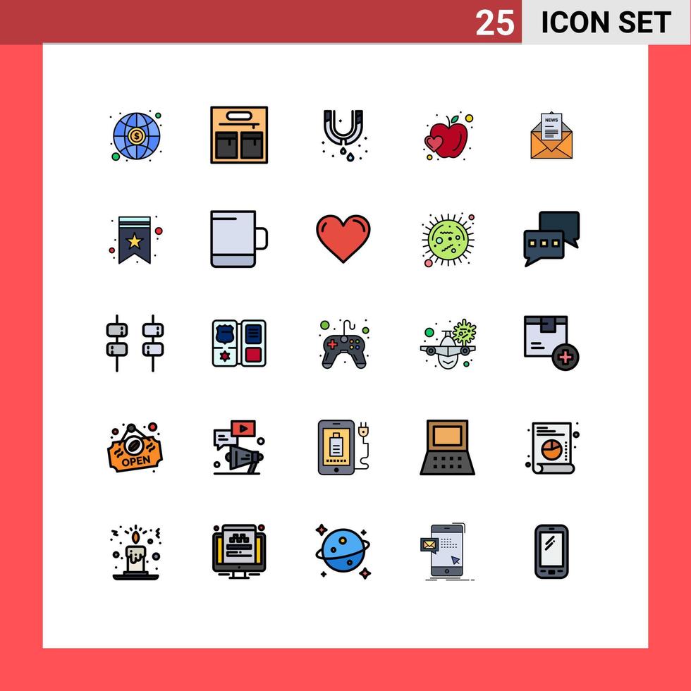 Set of 25 Modern UI Icons Symbols Signs for letter business plumbing email food Editable Vector Design Elements