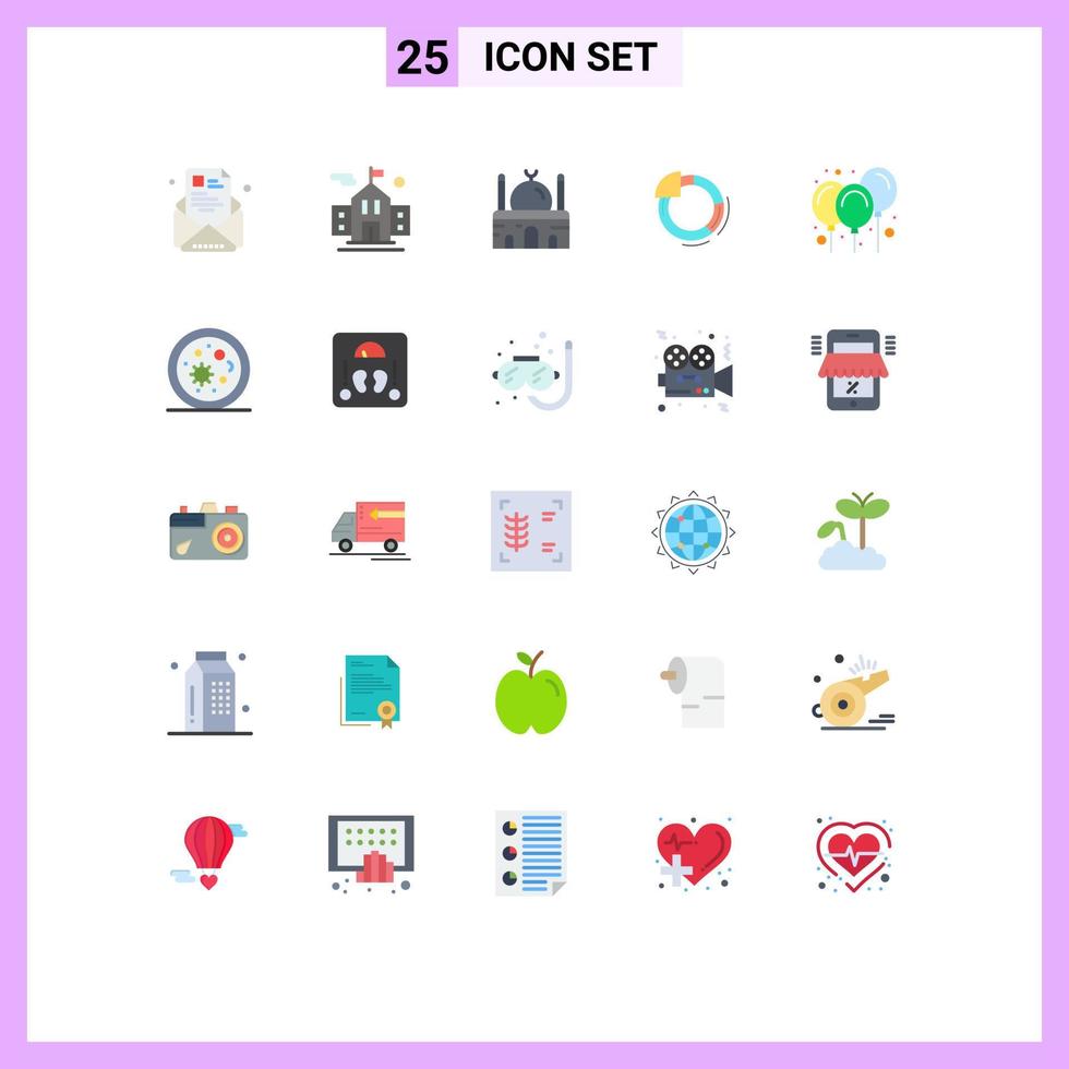 Modern Set of 25 Flat Colors Pictograph of chart circle education graph muslim Editable Vector Design Elements