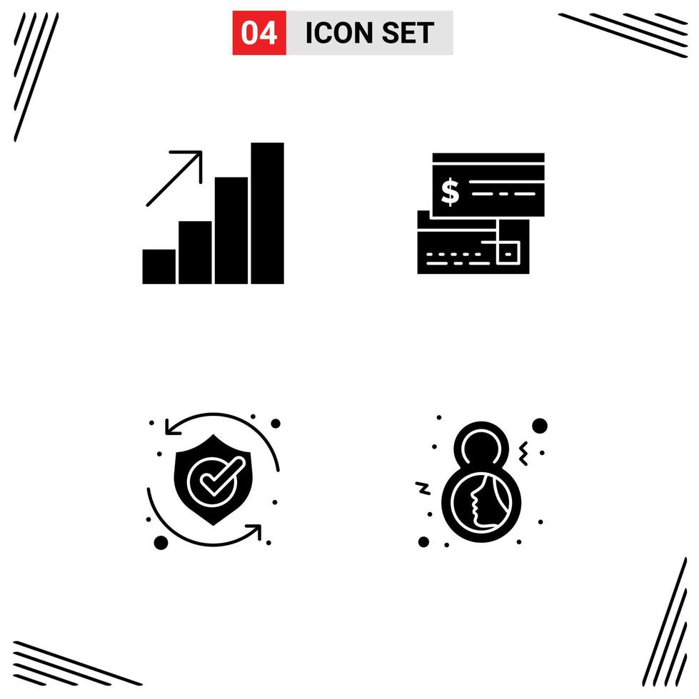 Pack of Modern Solid Glyphs Signs and Symbols for Web Print Media such as analytics safety direct payment debit shield Editable Vector Design Elements