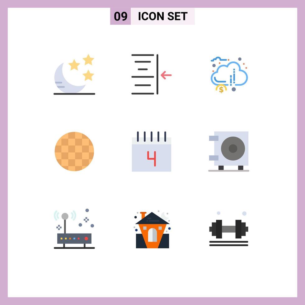 Modern Set of 9 Flat Colors and symbols such as school education donation calendar viennese Editable Vector Design Elements