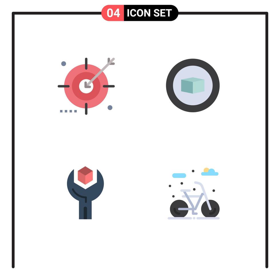 Pack of 4 Modern Flat Icons Signs and Symbols for Web Print Media such as audience develop optimization cube sdk Editable Vector Design Elements