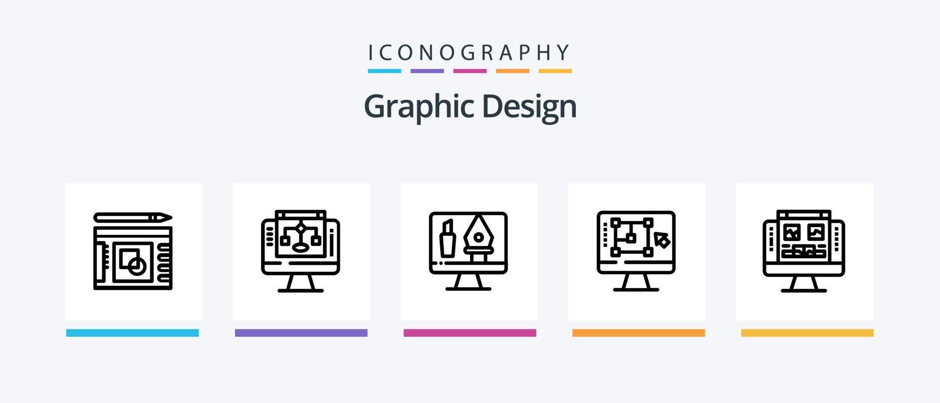 Graphic Design Line 5 Icon Pack Including color. server. business. share. success. Creative Icons Design vector