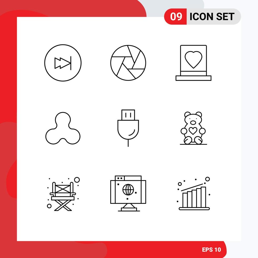 Mobile Interface Outline Set of 9 Pictograms of electronics cryptocurrency groom blockchain passion Editable Vector Design Elements