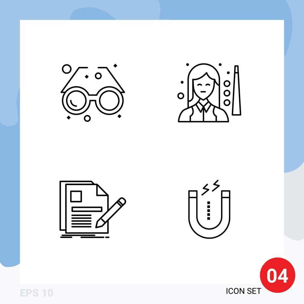 4 Creative Icons Modern Signs and Symbols of accessory women glass player file Editable Vector Design Elements