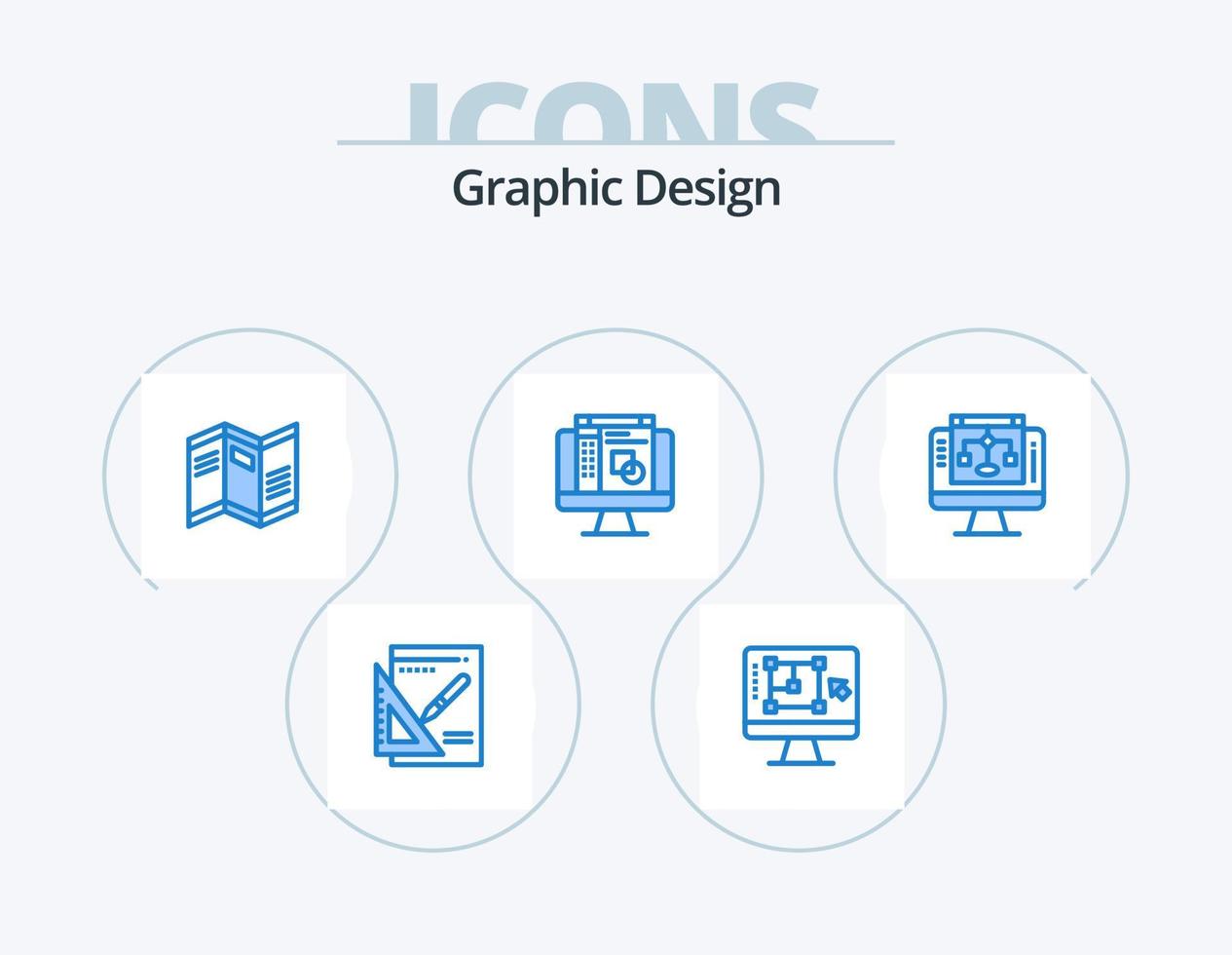 diseño gráfico paquete de iconos azules 5 diseño de iconos. Cuota. diseño. aumento. redactor gráfico papel vector