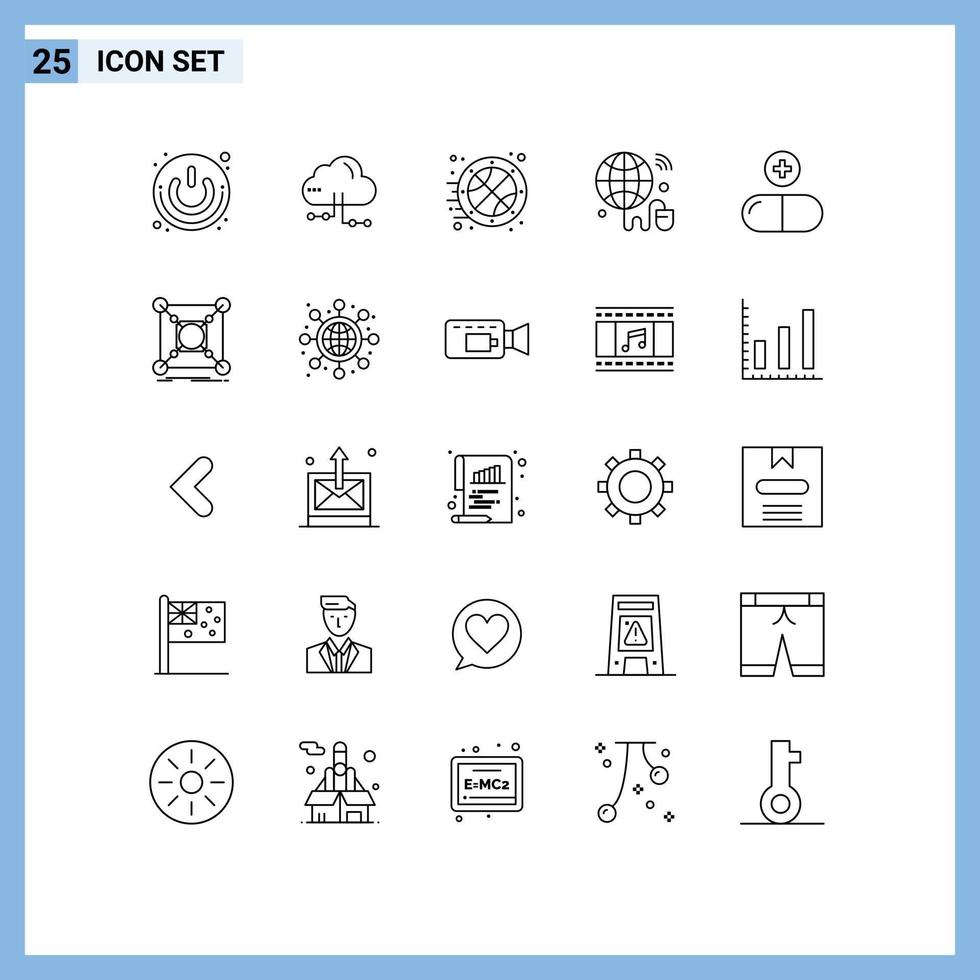 paquete de iconos de vector de stock de 25 signos y símbolos de línea para elementos de diseño de vector editables de tiempo de iot de red wifi de drogas