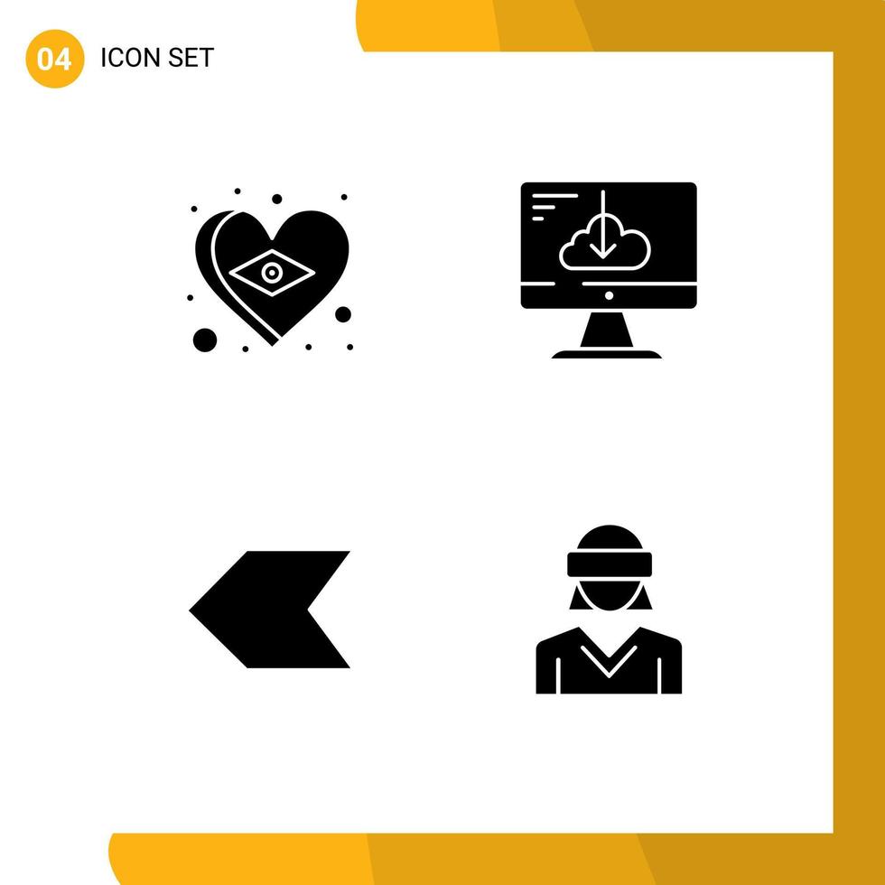 Group of 4 Solid Glyphs Signs and Symbols for brazil arrow love driver left Editable Vector Design Elements