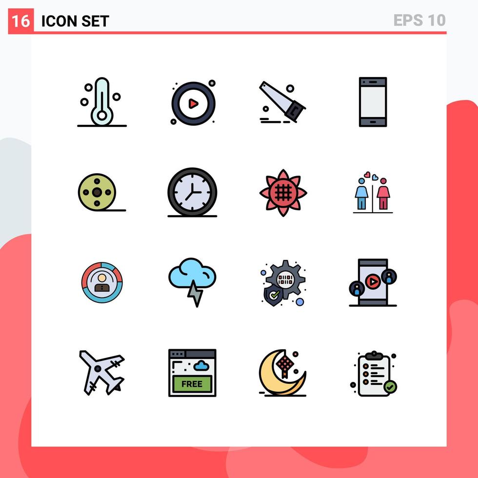 Set of 16 Modern UI Icons Symbols Signs for movie album hand smart phone phone Editable Creative Vector Design Elements