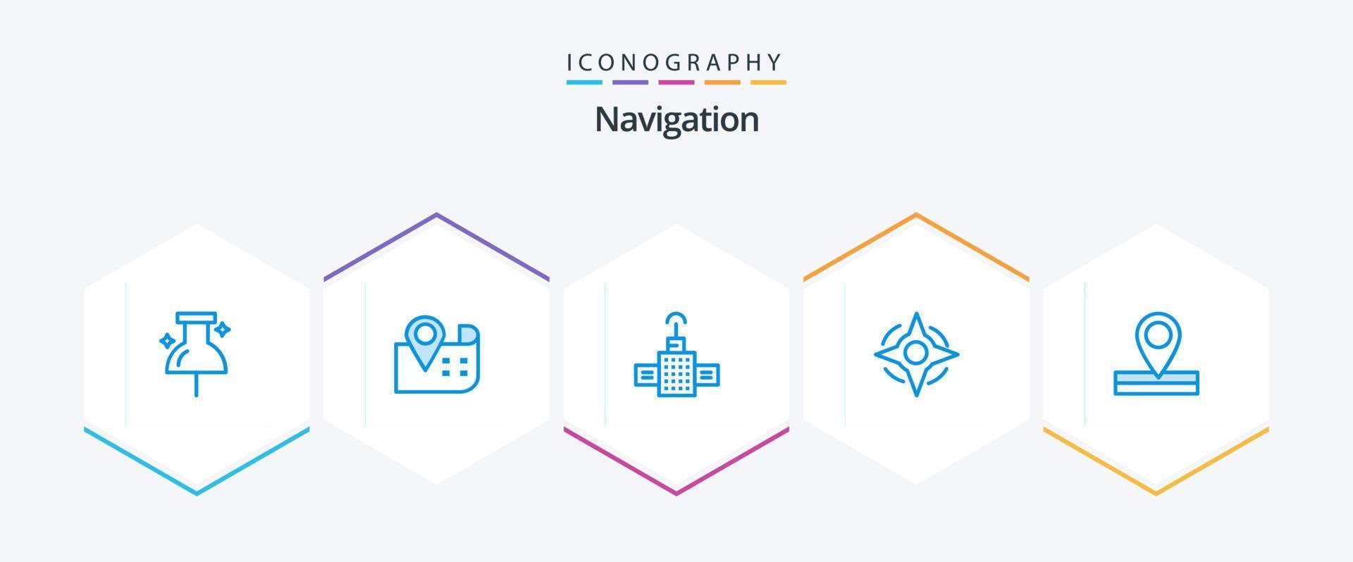 paquete de iconos azules de navegación 25 que incluye . . satélite. lugar. mapa vector