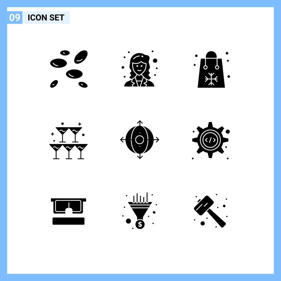 9 Universal Solid Glyphs Set for Web and Mobile Applications business heart christmas love shopping Editable Vector Design Elements