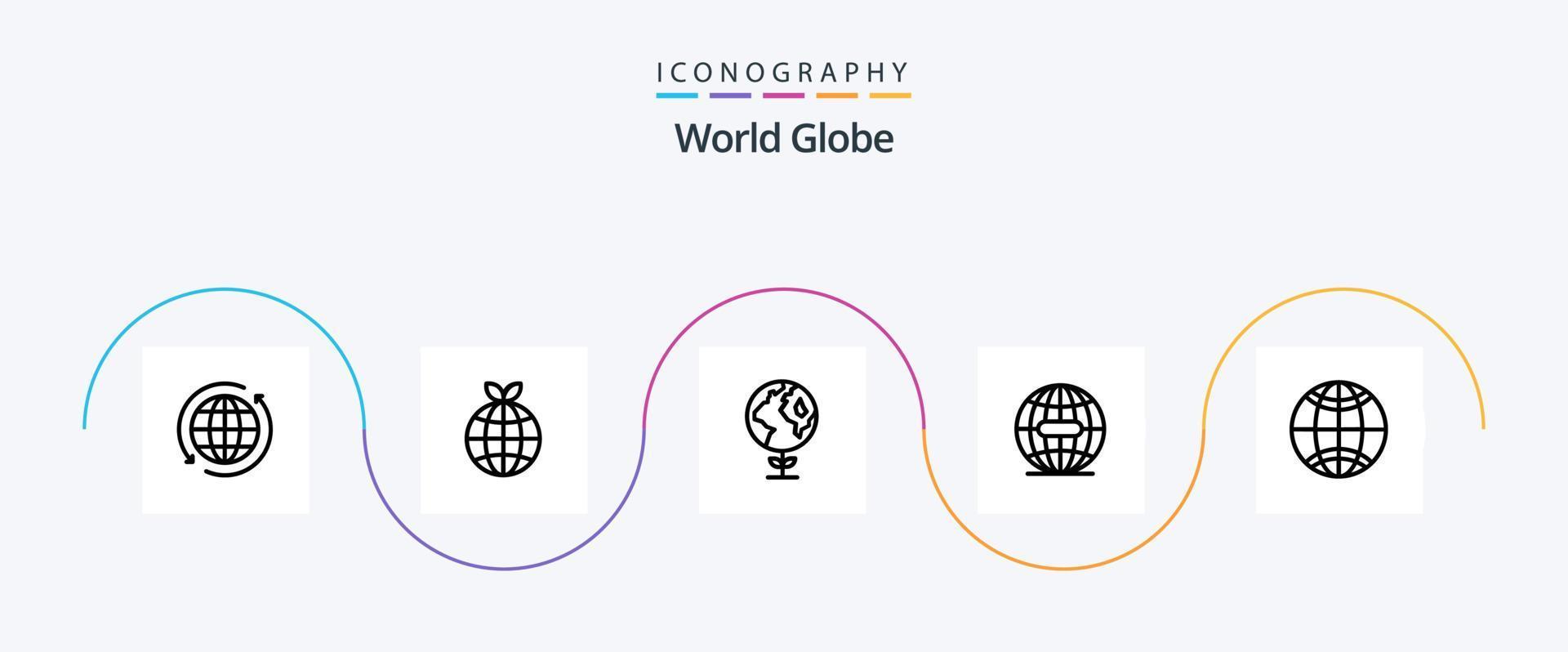 Globe Line 5 Icon Pack Including world. global. eco. internet. global vector