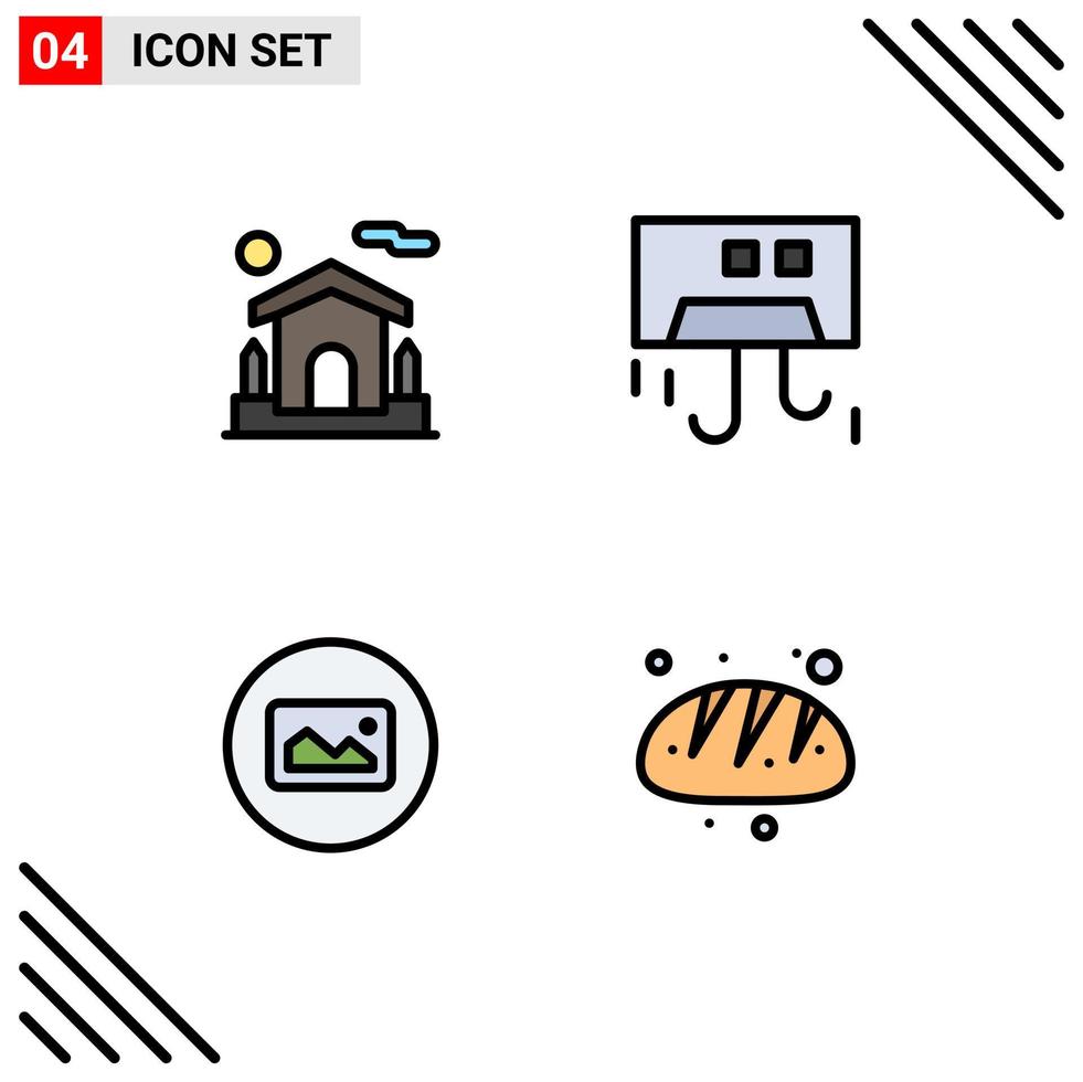 Stock Vector Icon Pack of 4 Line Signs and Symbols for home image estate cooling basic Editable Vector Design Elements