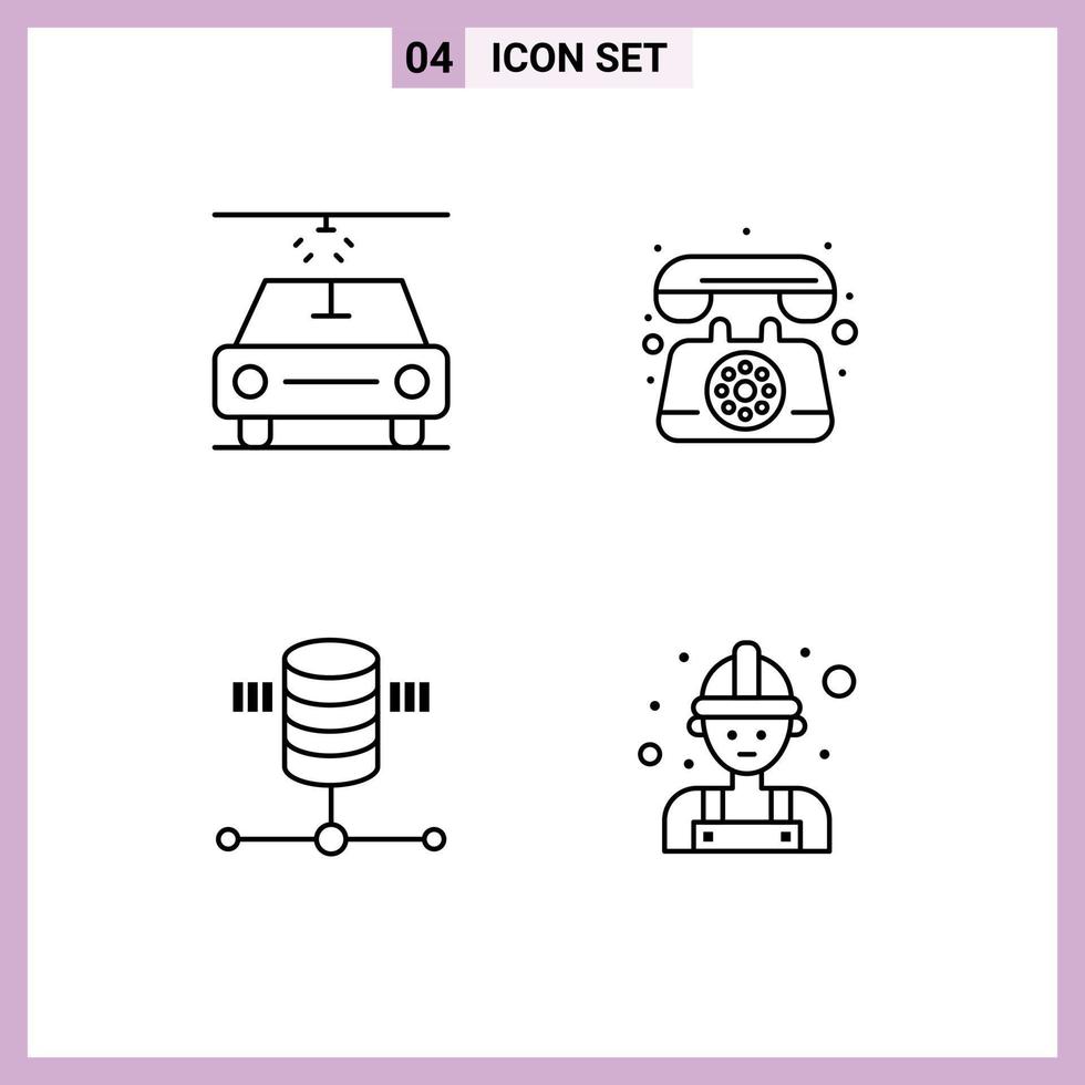 Universal Icon Symbols Group of 4 Modern Filledline Flat Colors of car web hosting phone computing labour Editable Vector Design Elements