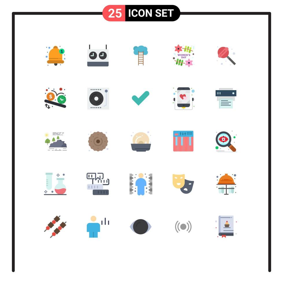 Stock Vector Icon Pack of 25 Line Signs and Symbols for women organization business day ladder Editable Vector Design Elements