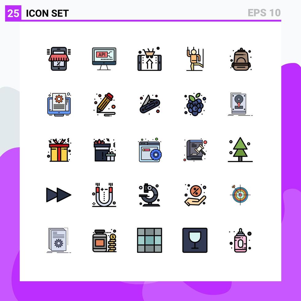 conjunto de 25 iconos modernos de ui símbolos signos para manipular control educación comando compras elementos de diseño vectorial editables vector