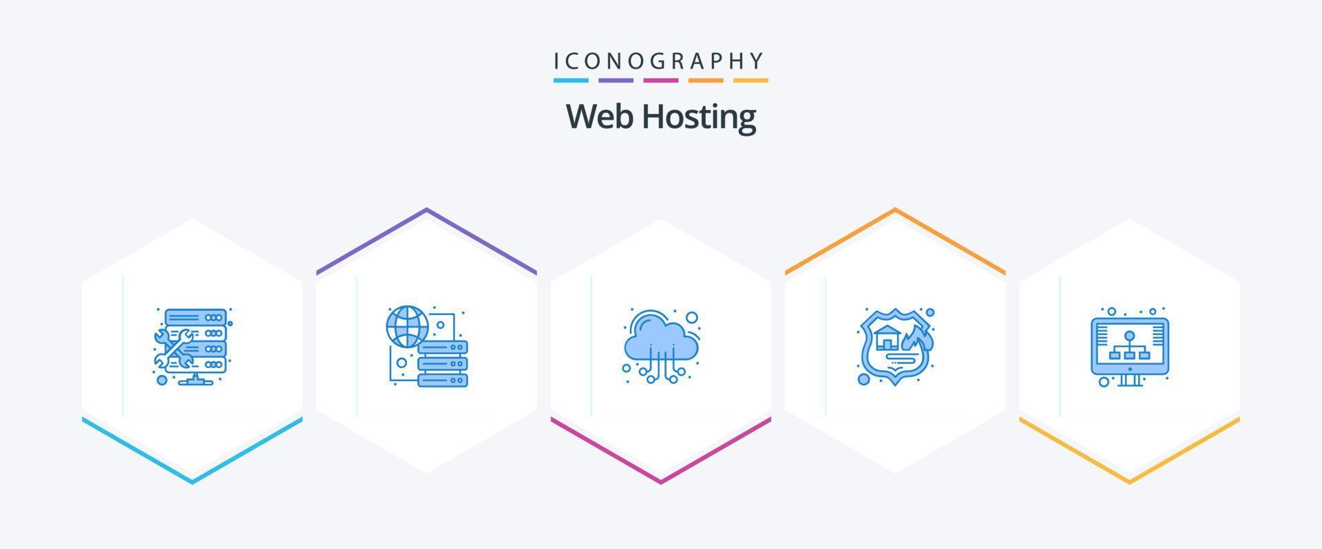 Web Hosting 25 Blue icon pack including diagram. seo. hosting. web vector