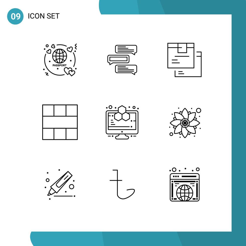 9 Universal Outlines Set for Web and Mobile Applications layout grid talks frame logistic Editable Vector Design Elements