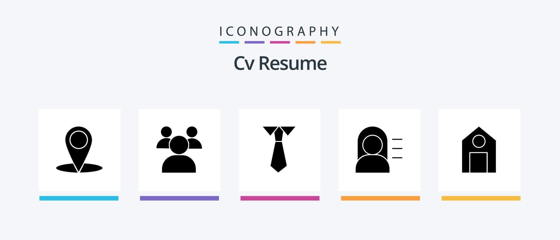 cv curriculum vitae paquete de iconos de glifo 5 que incluye educación. pierda. chica .. diseño de iconos creativos vector