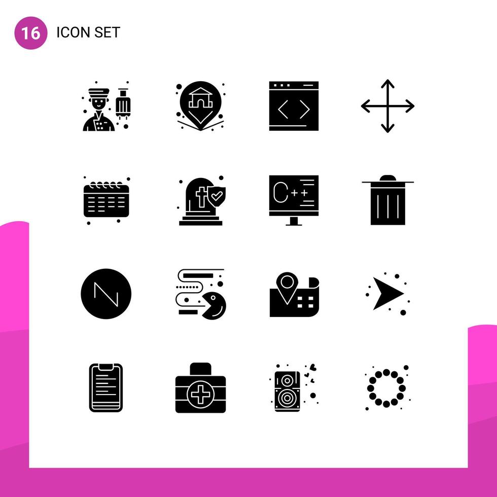 16 Creative Icons Modern Signs and Symbols of calendar navigation home directions website Editable Vector Design Elements