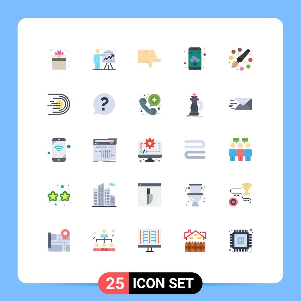 25 iconos creativos, signos y símbolos modernos de color, esfuerzos de descarga de aplicaciones, pulgares de aplicaciones, elementos de diseño vectorial editables vector