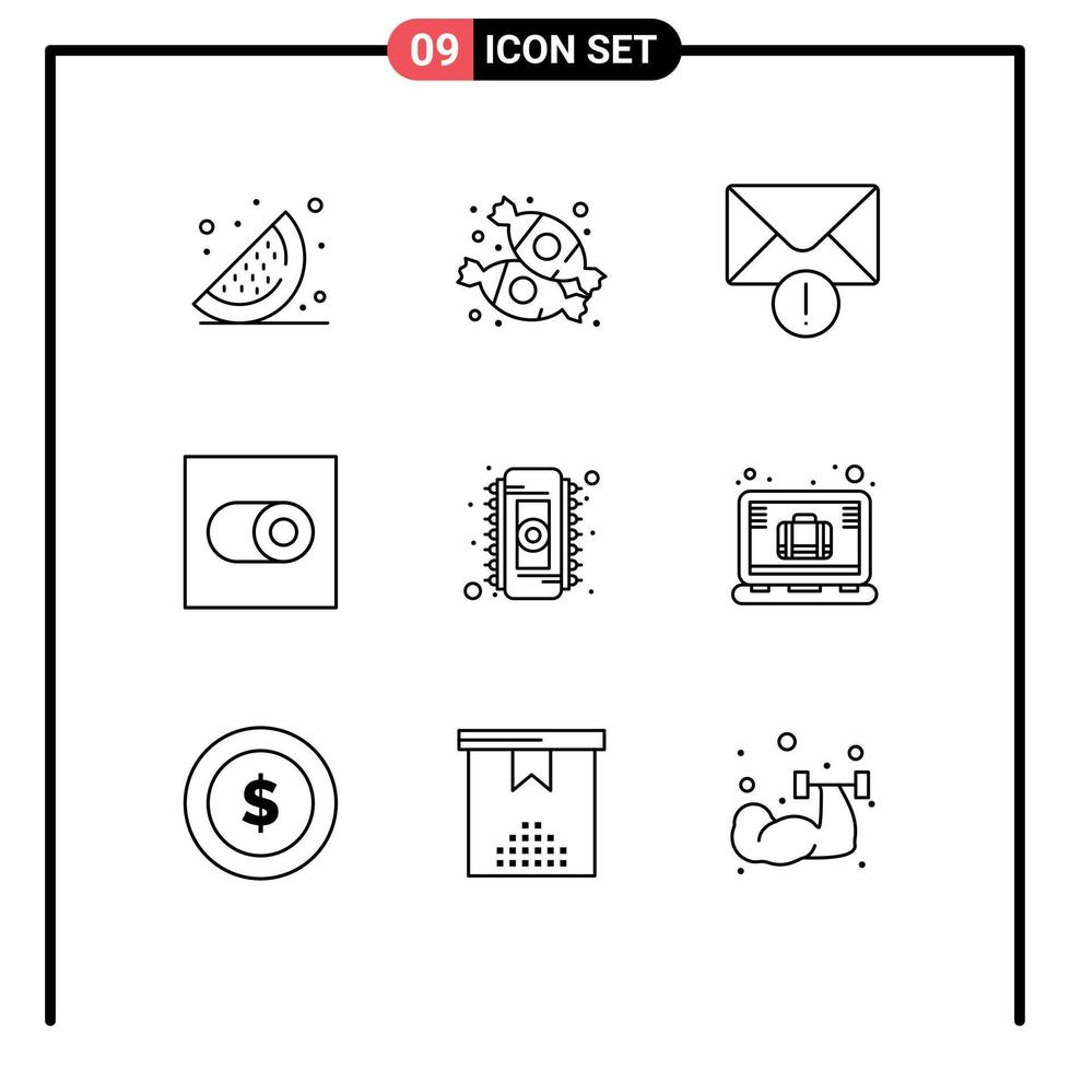 9 Thematic Vector Outlines and Editable Symbols of brief memory mail electronic toggle Editable Vector Design Elements