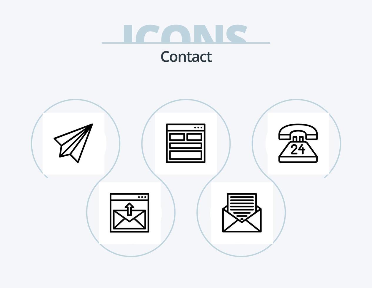 Contact Line Icon Pack 5 Icon Design. receive. contact. smart phone. communication. envelope vector