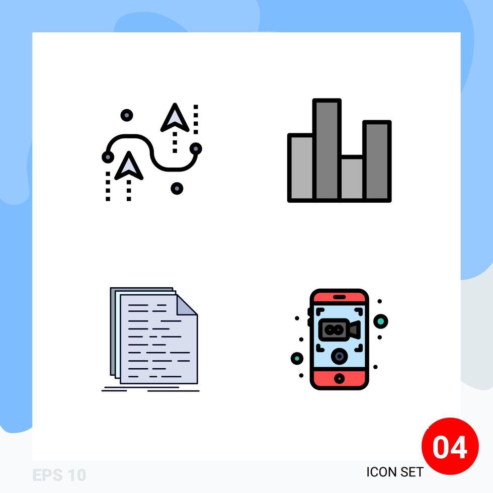 4 User Interface Filledline Flat Color Pack of modern Signs and Symbols of coding stats development business coding Editable Vector Design Elements