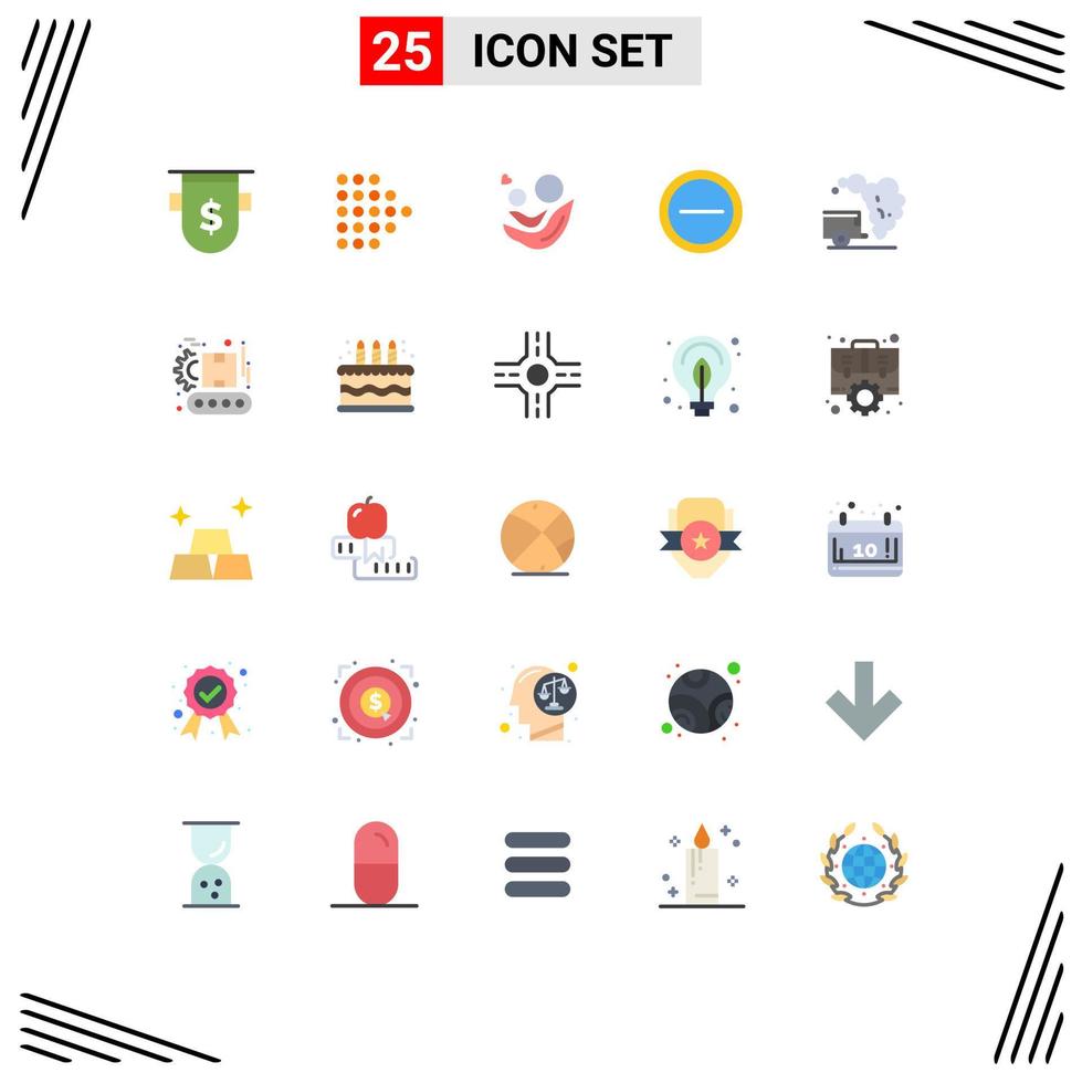 Group of 25 Modern Flat Colors Set for environment user mother minus heart Editable Vector Design Elements