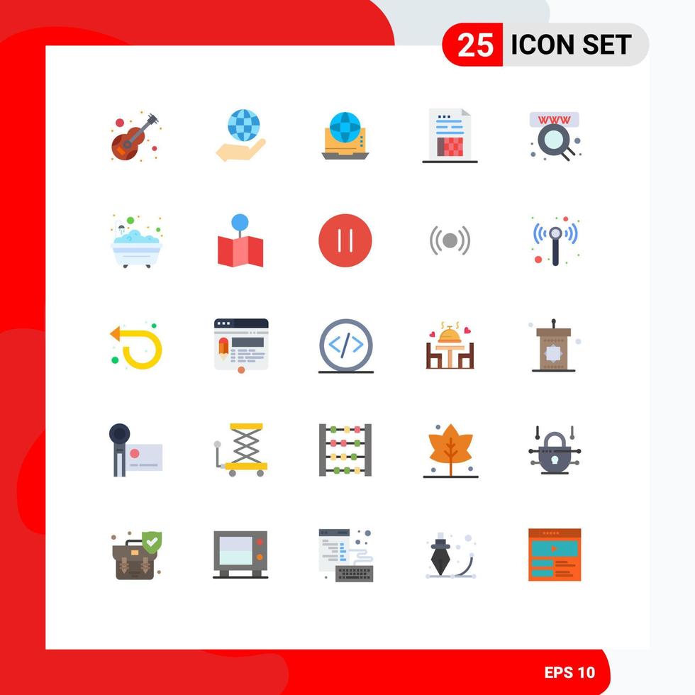 Pictogram Set of 25 Simple Flat Colors of document account hand online connection Editable Vector Design Elements