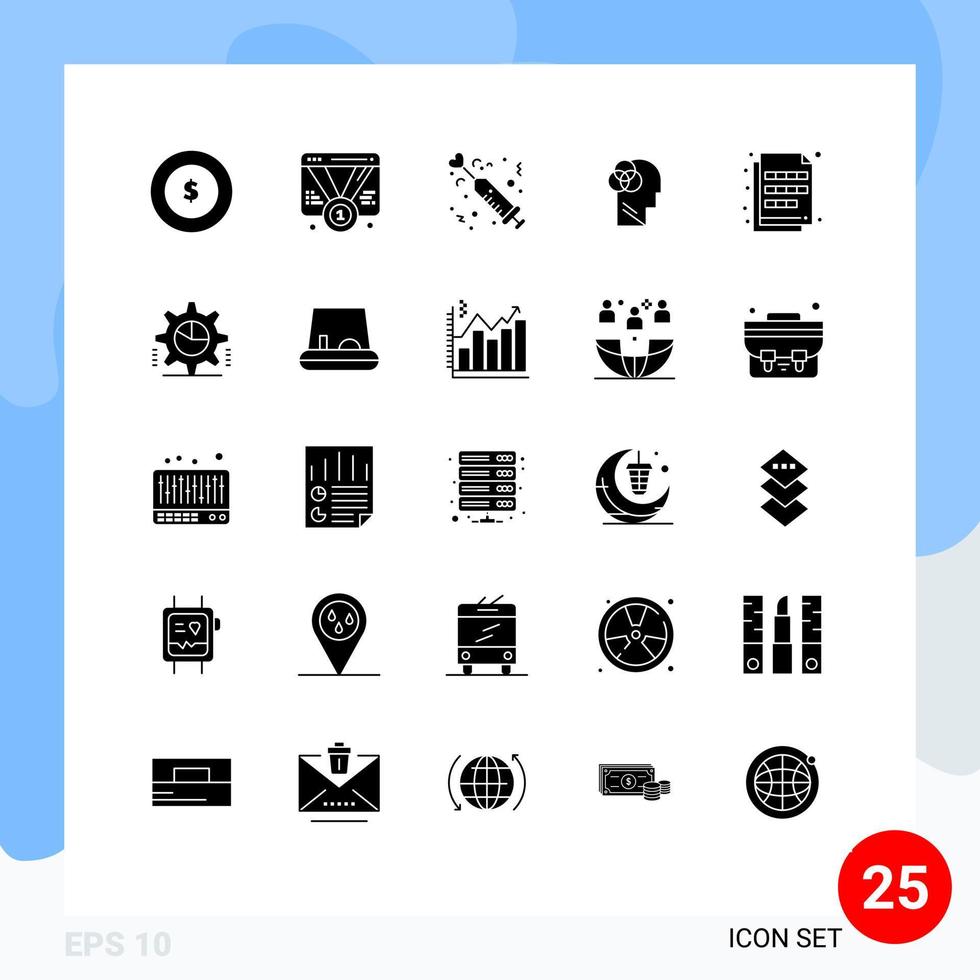 conjunto de 25 iconos de interfaz de usuario modernos signos de símbolos para elementos de diseño vectorial editables de medicina humana de drogas inteligentes de color vector
