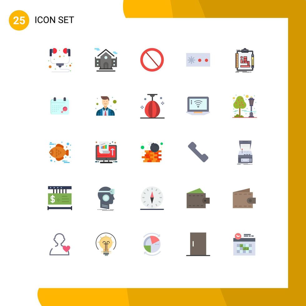 Group of 25 Modern Flat Colors Set for scheme algorithm deny security password Editable Vector Design Elements