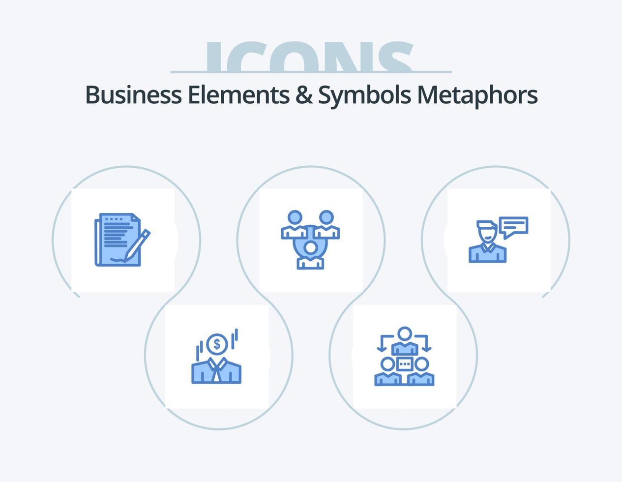 Business Elements And Symbols Metaphors Blue Icon Pack 5 Icon Design. conversation. popup. paper. message. communication vector