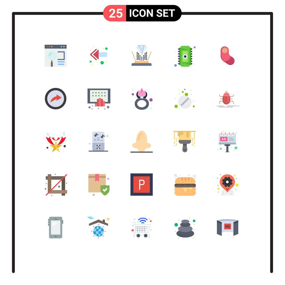 Universal Icon Symbols Group of 25 Modern Flat Colors of new born ram hologram memory chip Editable Vector Design Elements