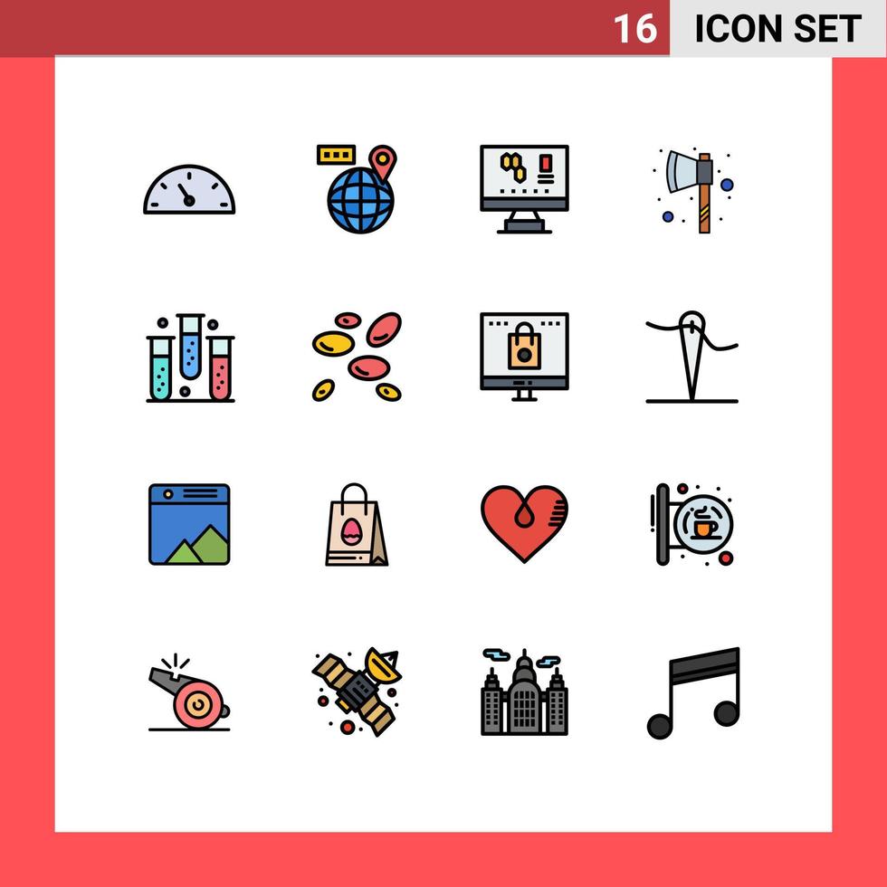 16 iconos creativos signos y símbolos modernos de forma enfermedad computadora sangre hacha elementos de diseño de vectores creativos editables