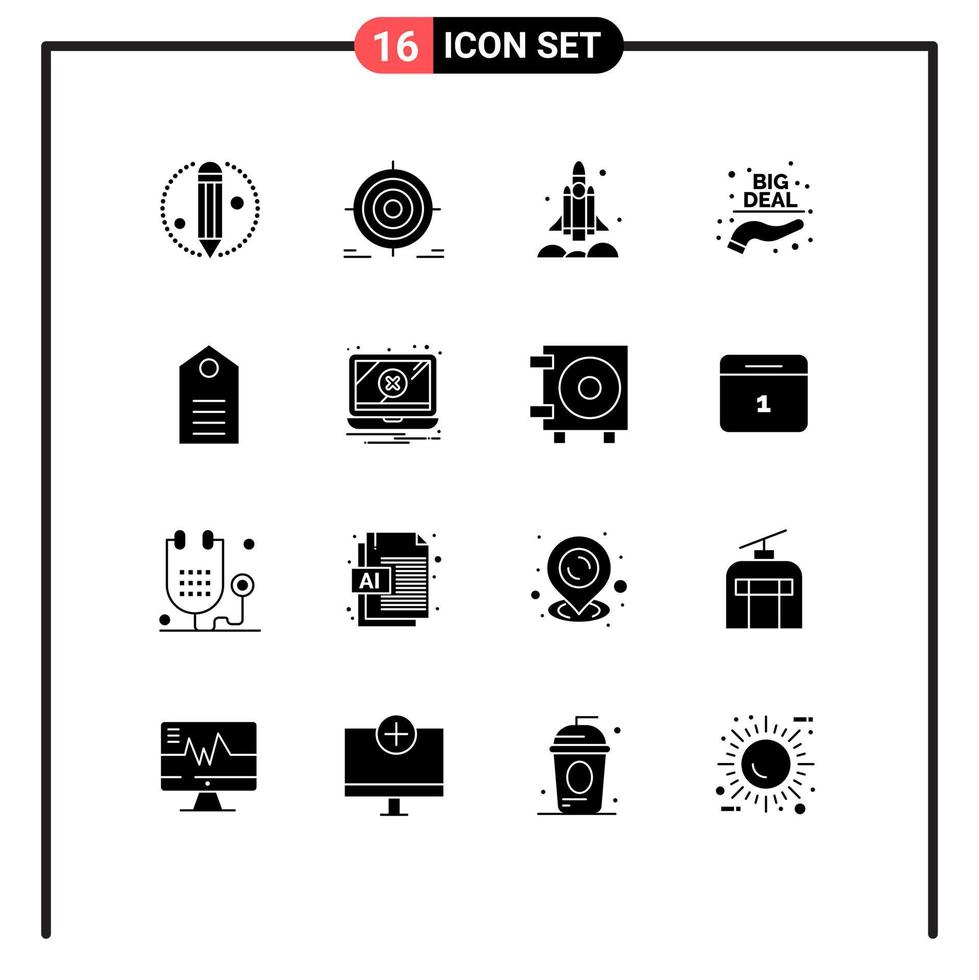User Interface Pack of 16 Basic Solid Glyphs of clothes hand launcher buy usa Editable Vector Design Elements