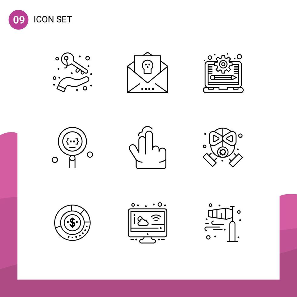 Outline Pack of 9 Universal Symbols of programming develop holiday coding management system Editable Vector Design Elements