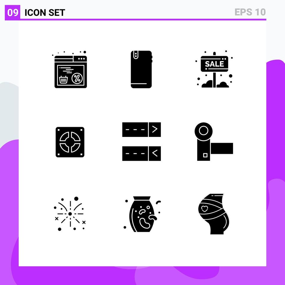 9 Solid Glyph concept for Websites Mobile and Apps plumbing mechanical back extractor sale board Editable Vector Design Elements