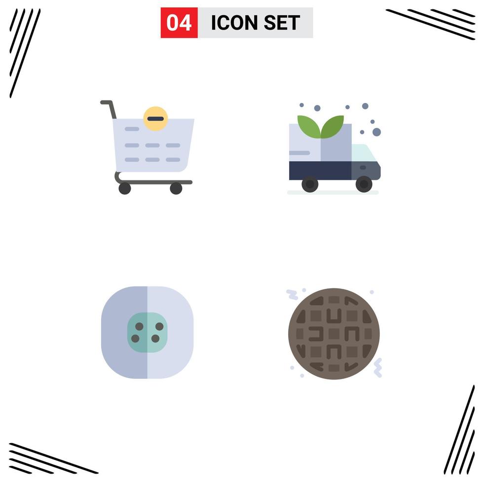 4 Thematic Vector Flat Icons and Editable Symbols of checkout chemistry energy atom waffle Editable Vector Design Elements