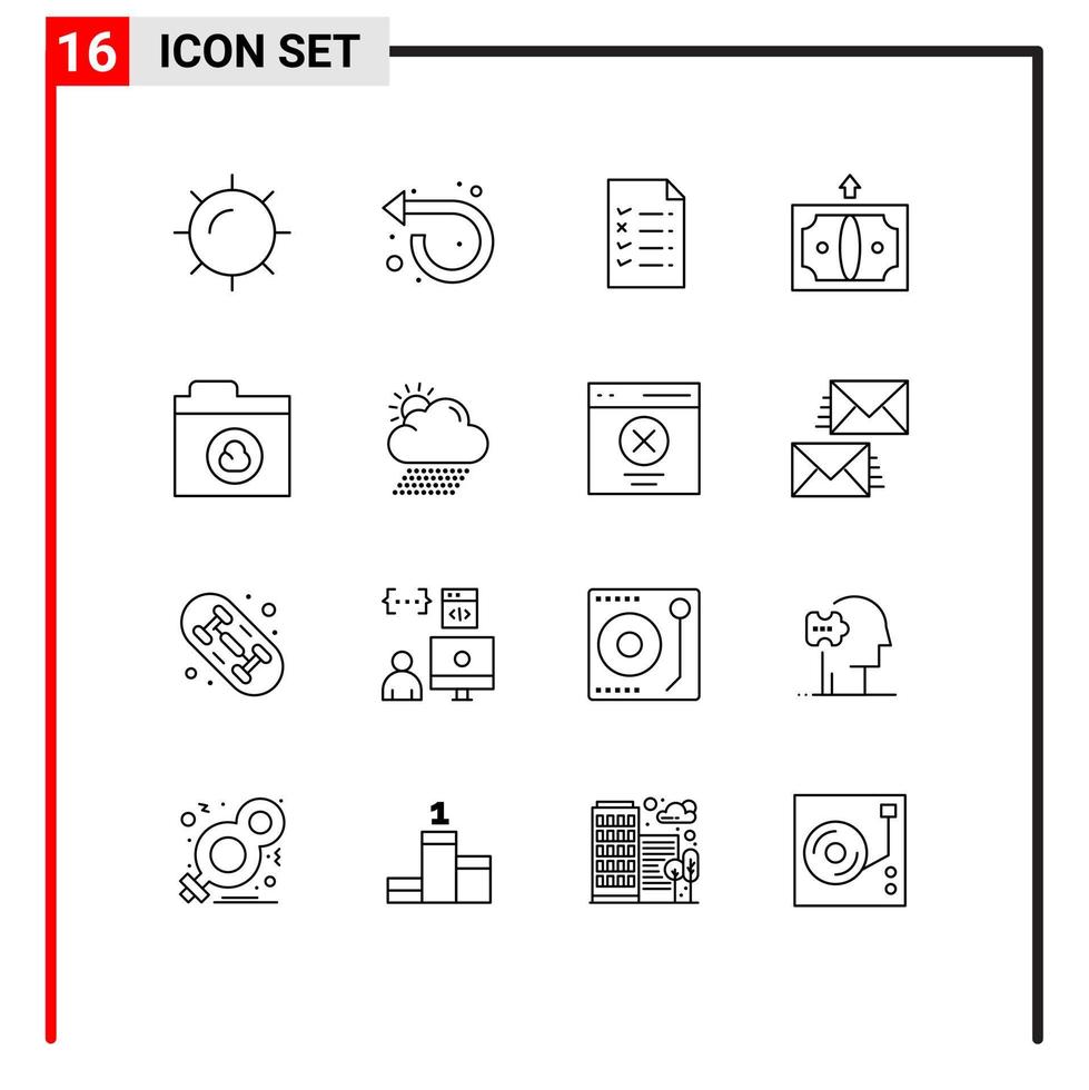 16 Thematic Vector Outlines and Editable Symbols of cloud folder file cloud finance Editable Vector Design Elements