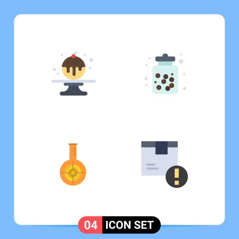 Mobile Interface Flat Icon Set of 4 Pictograms of sweet flask candy food lab Editable Vector Design Elements