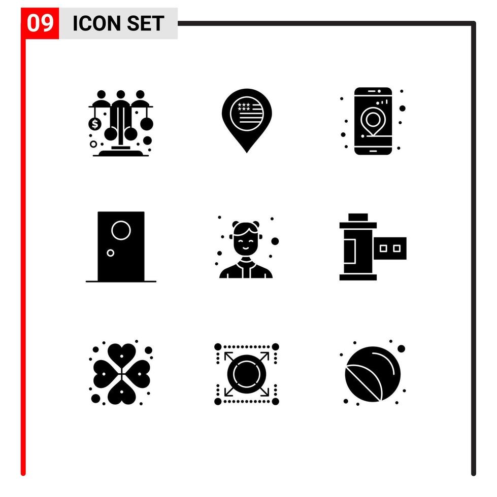 Stock Vector Icon Pack of 9 Line Signs and Symbols for round exterior sign entrance navigation Editable Vector Design Elements